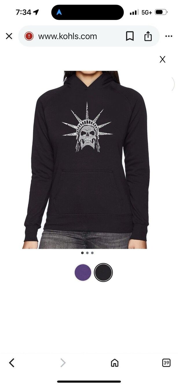 Lane Seven Unisex Graphic Hoodie – Size Small Black Skull Statue of Liberty